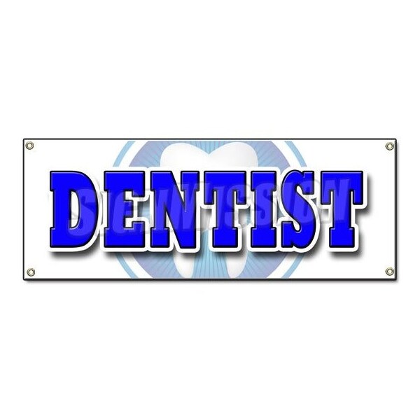 DENTIST BANNER SIGN dental false teeth no appointment x-rays cleaning dds